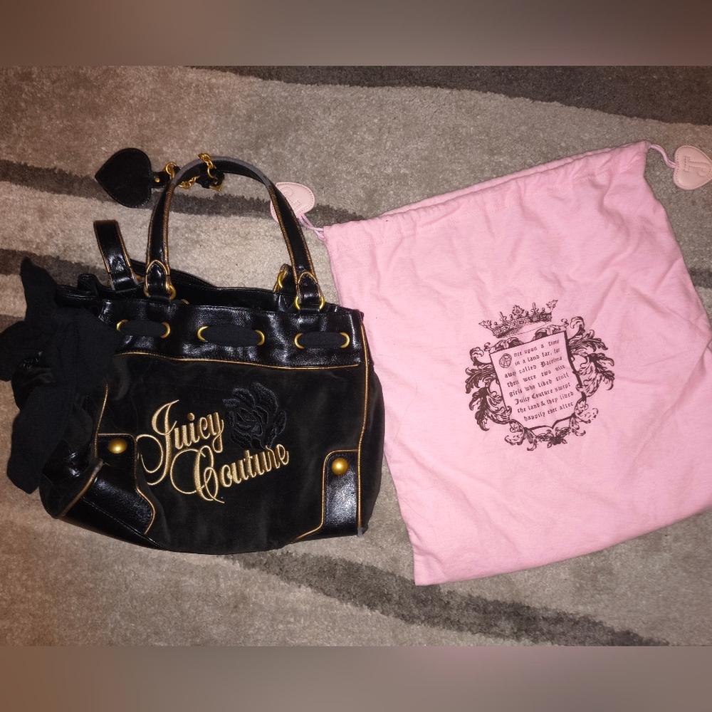 Juicy Couture Black Handbag with Gold Details